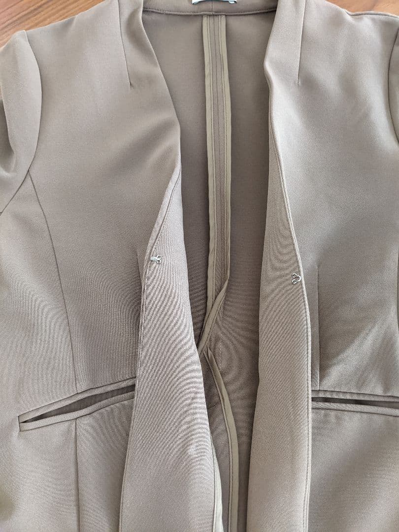 【美品】COHINA コヒナ ブラウン ノーカラー　ジャケット　パンツ　XS