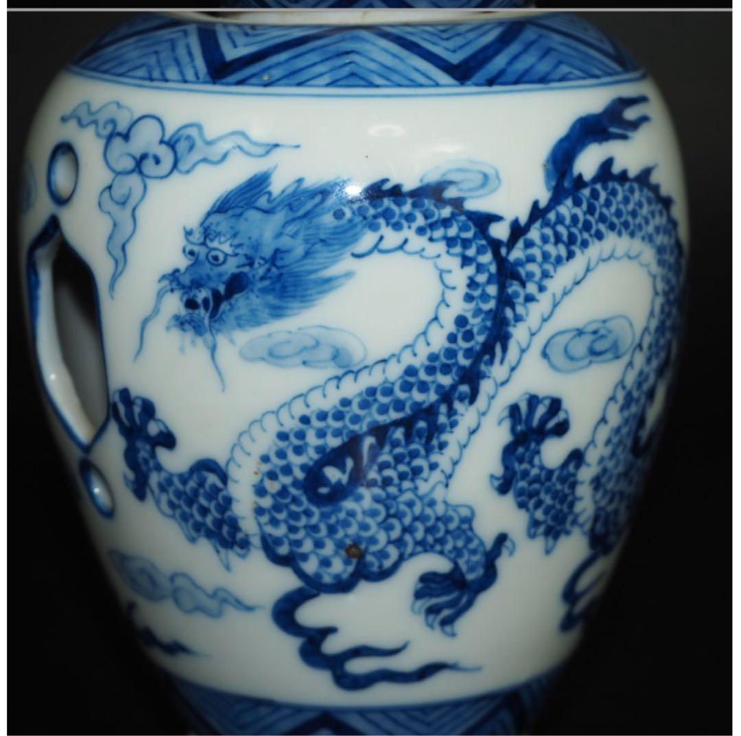 送料無料　『大清雍正年製』款　龍文転心瓶　倣清雍正