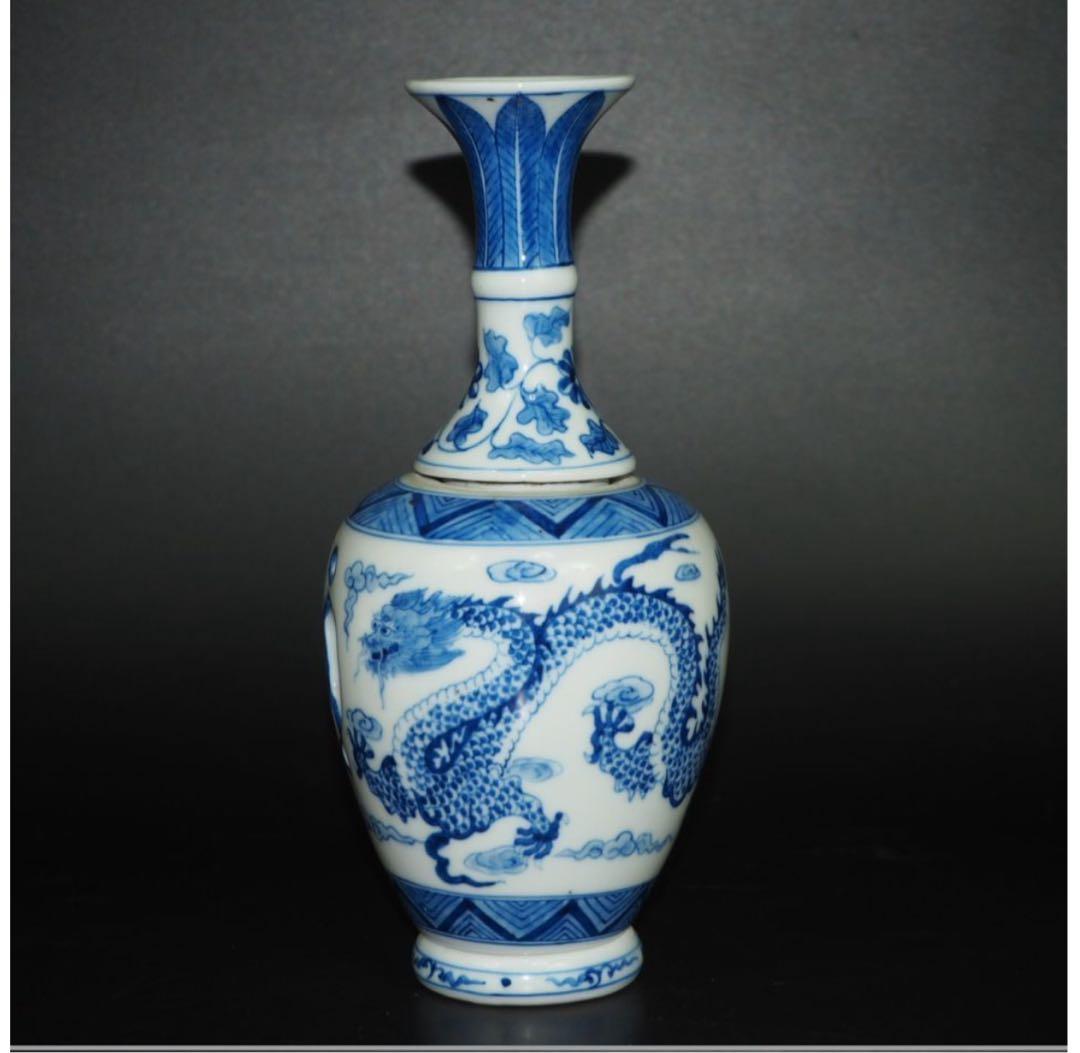 送料無料　『大清雍正年製』款　龍文転心瓶　倣清雍正