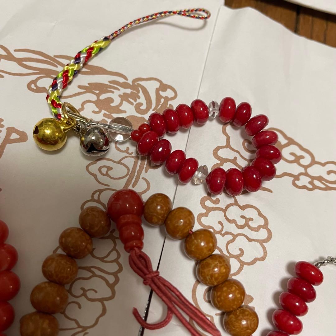 血赤珊瑚　念珠　ブレスレット　ストラップ
