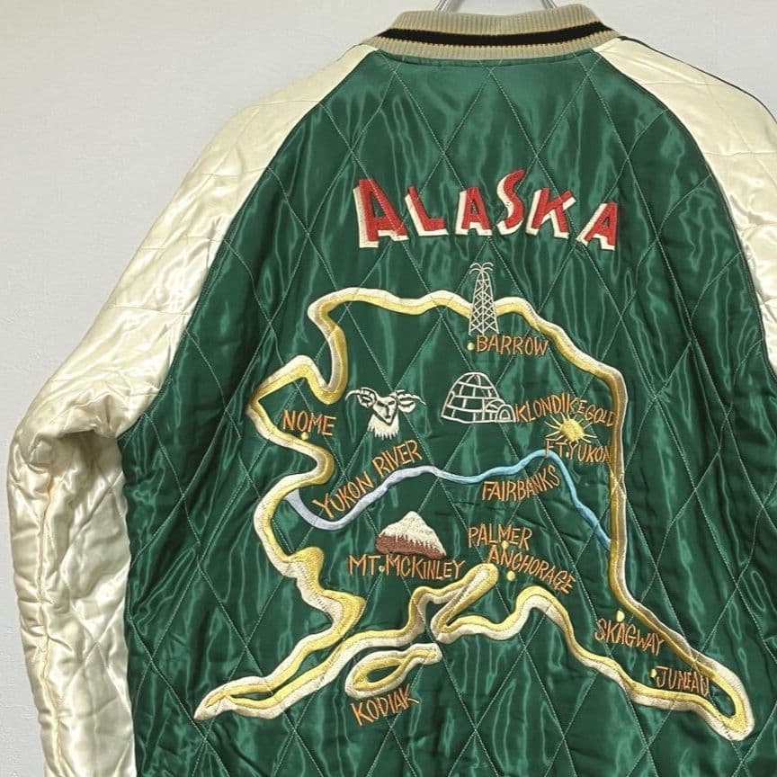 テーラー東洋 別珍 スカジャン 白熊×アラスカマップ/XLサイズ