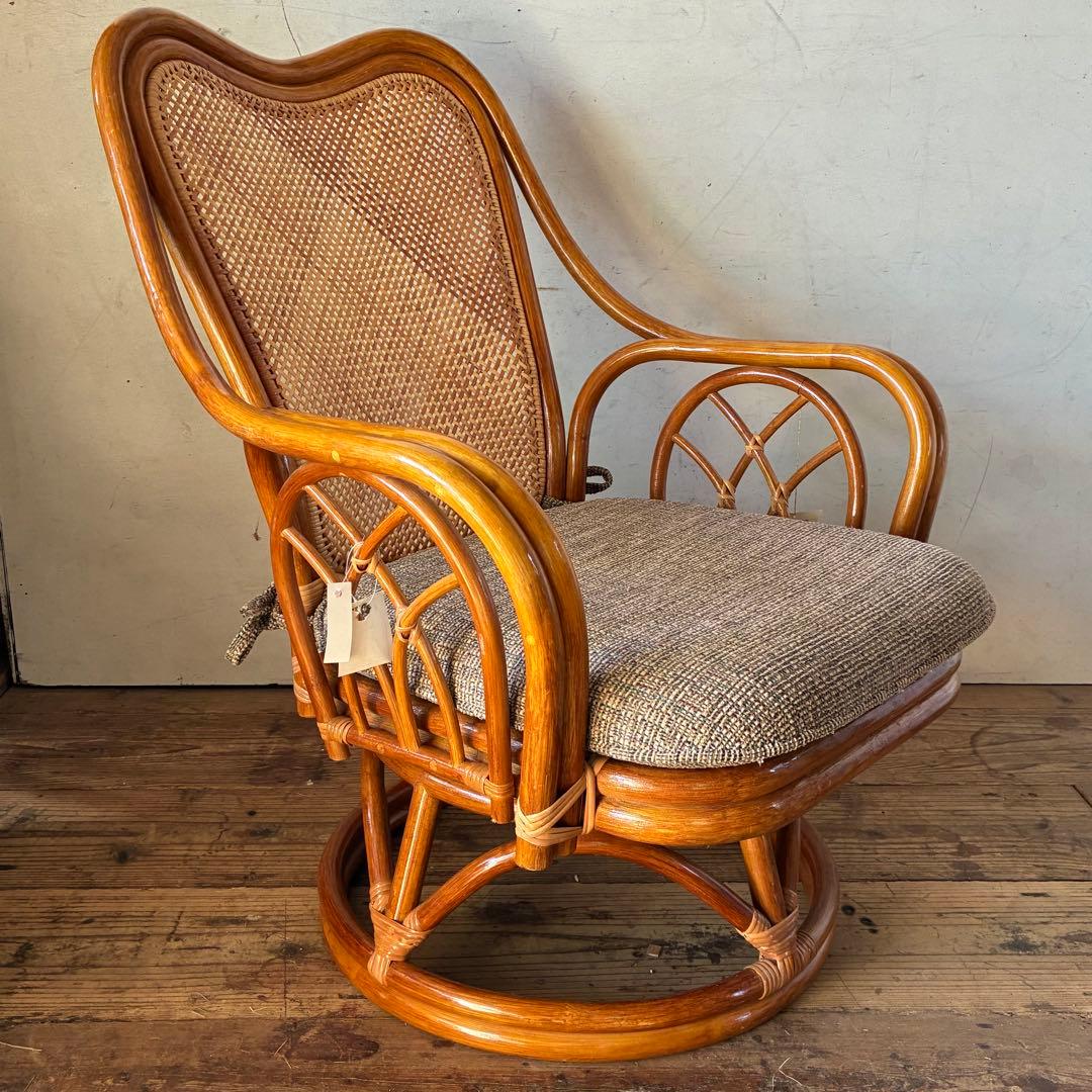 未使用 保管品 ラタン ラウンジチェア 回転式