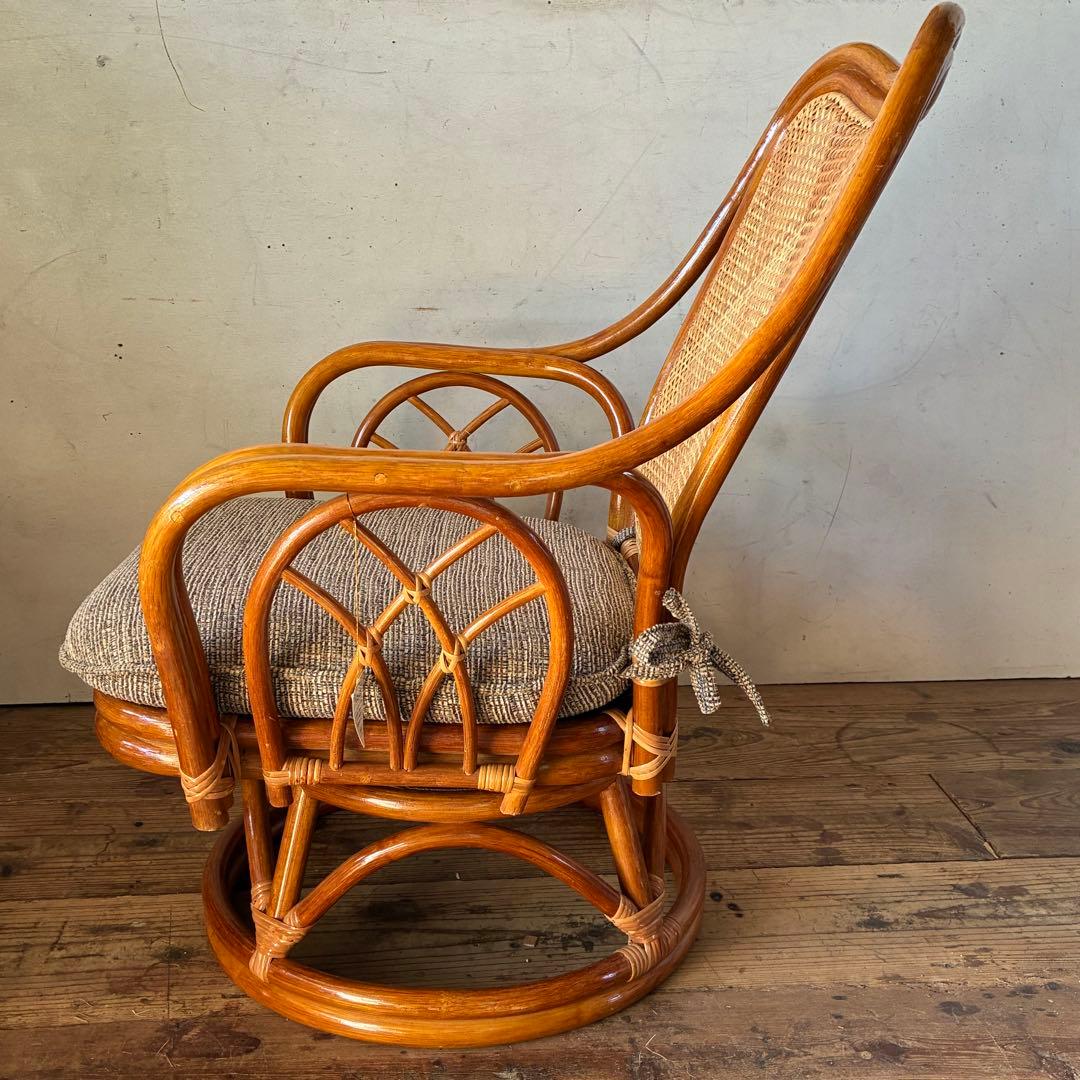 未使用 保管品 ラタン ラウンジチェア 回転式