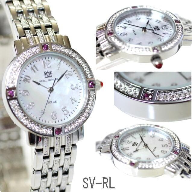 新品 ロイヤルモントレス ソーラー　ルビー4石　レディース 腕時計 シルバー