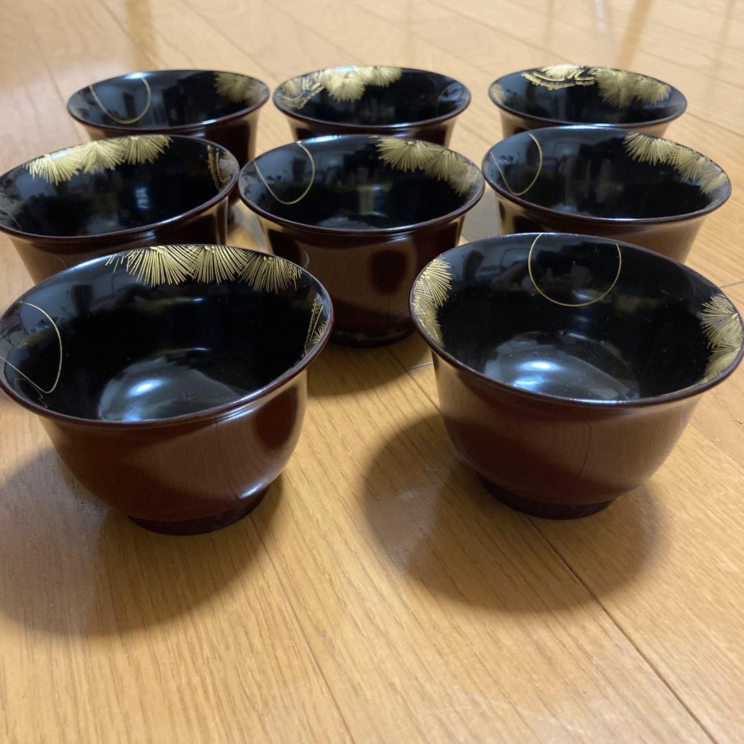 漆器　沈金　8客　輪島塗