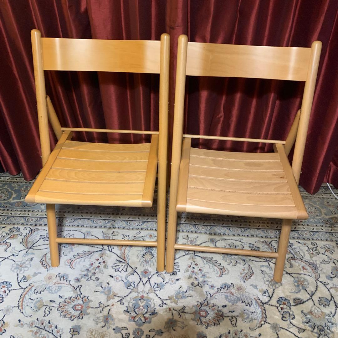 無印良品ブナ材折りたたみ椅子2脚セット(美品)