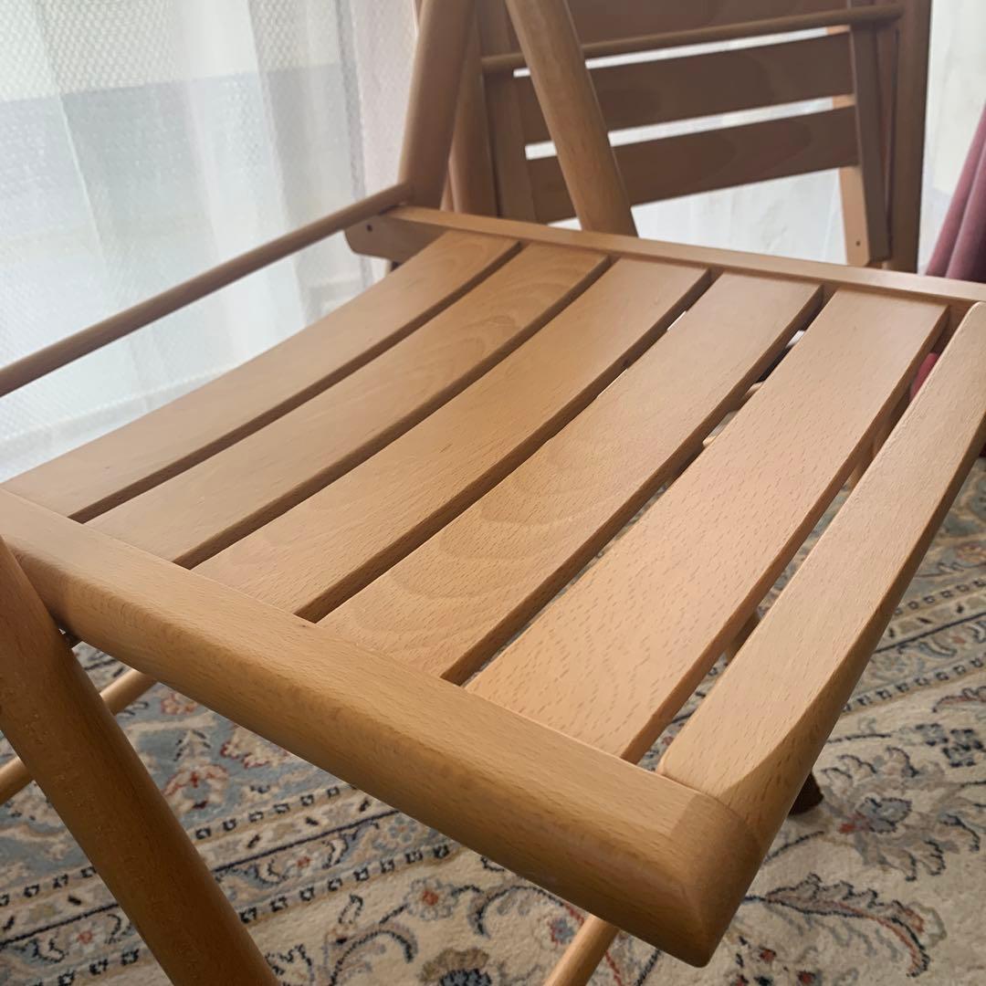 無印良品ブナ材折りたたみ椅子2脚セット(美品)