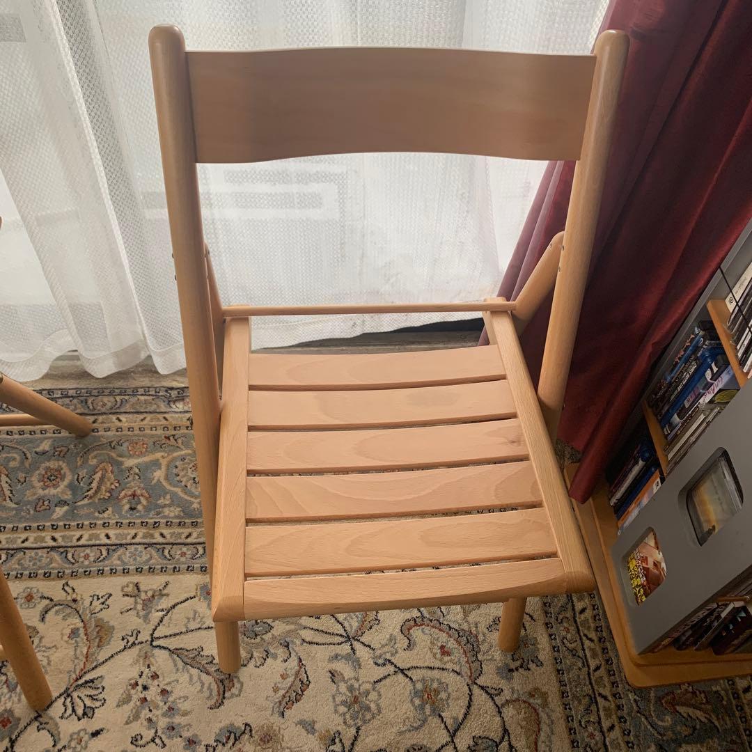 無印良品ブナ材折りたたみ椅子2脚セット(美品)