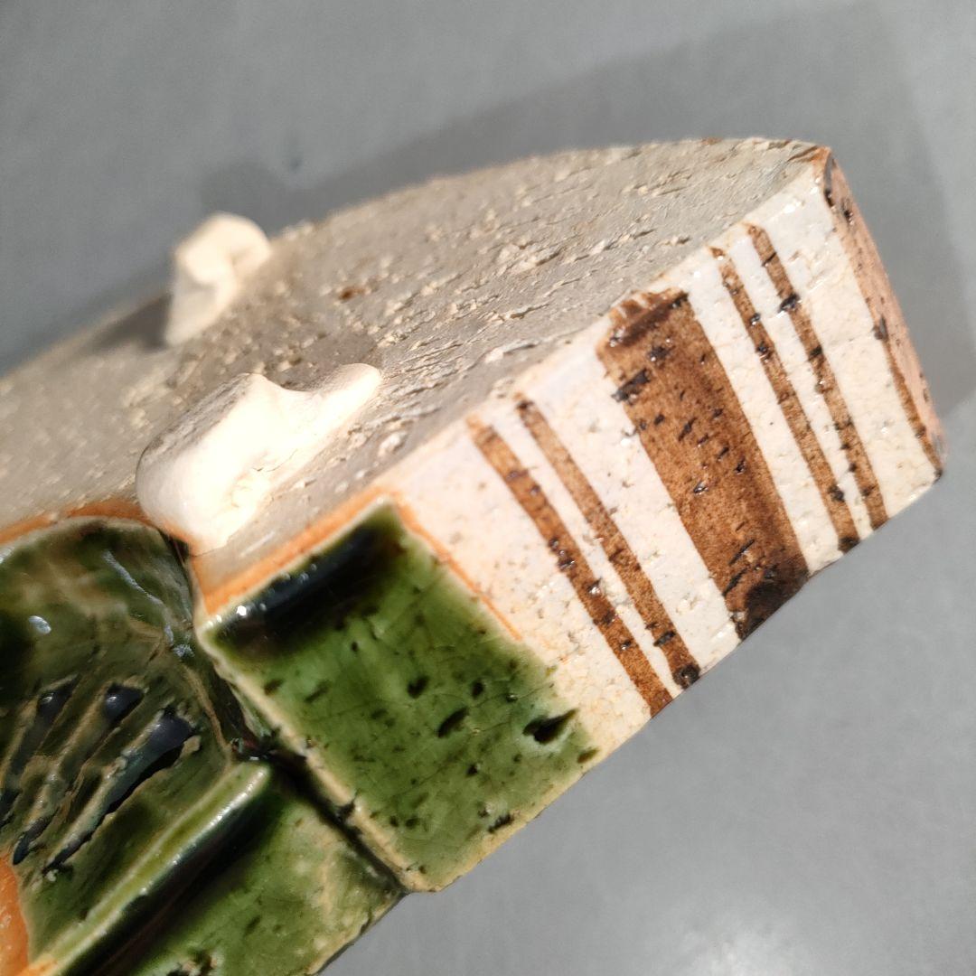 A1290-11/織部焼/山口茂 造/織部釉鉄絵扇面向附5客/共箱/懐石道具/