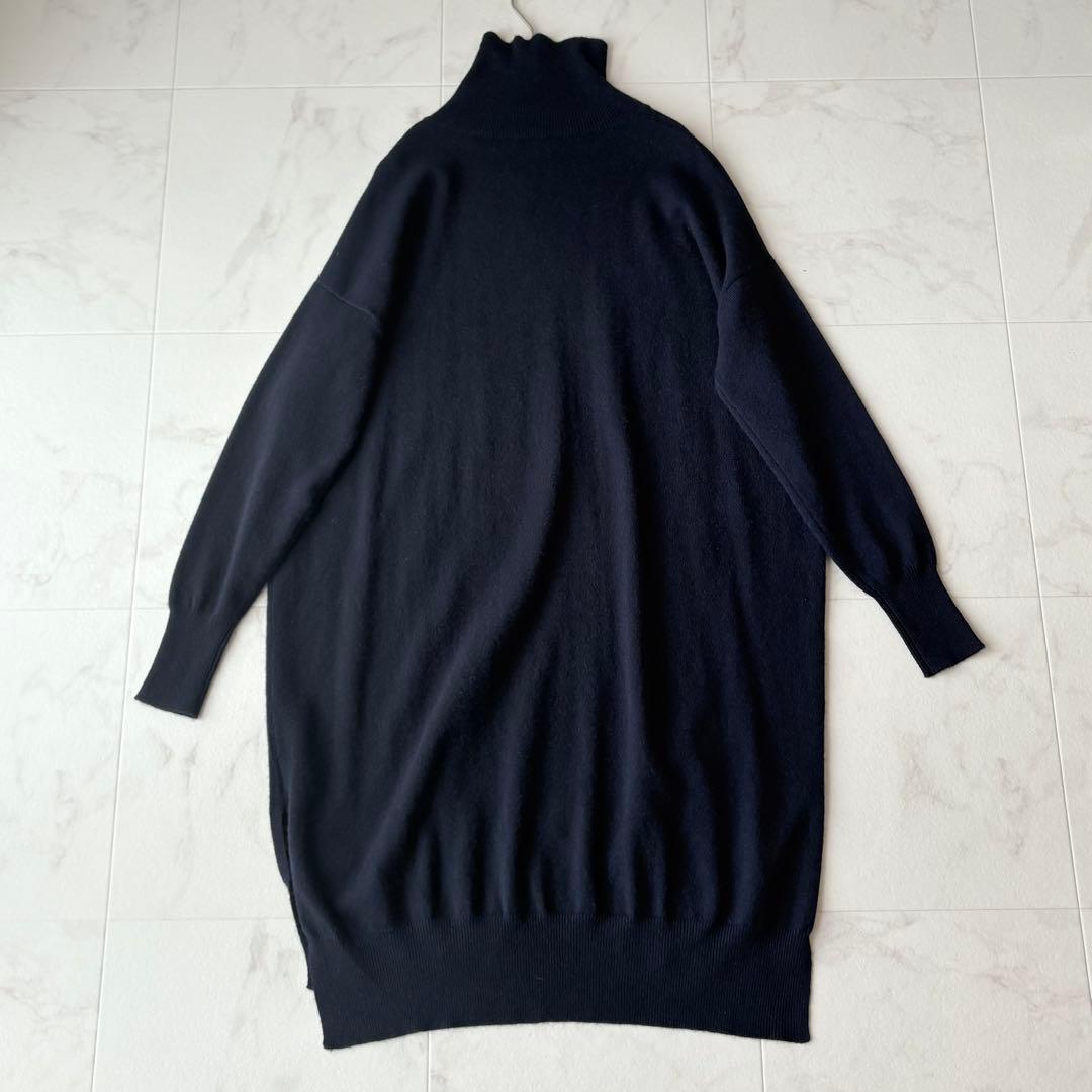 美品✨《DEMYLEE》カシミヤ100% ハイネックワンピース　チュニック　紺