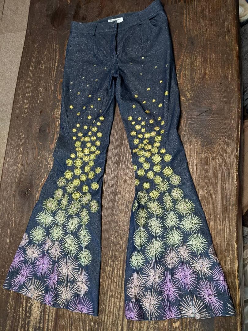 Christian Dior 花火模様 フレアパンツ 38