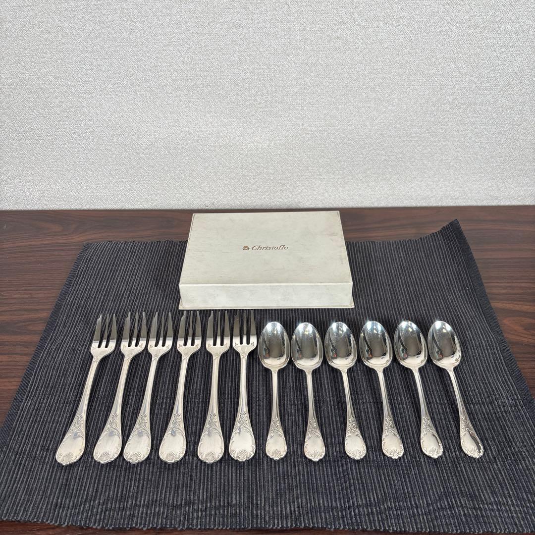 クリストフル マルリー シルバー ケーキフォーク+コーヒースプーン 12P