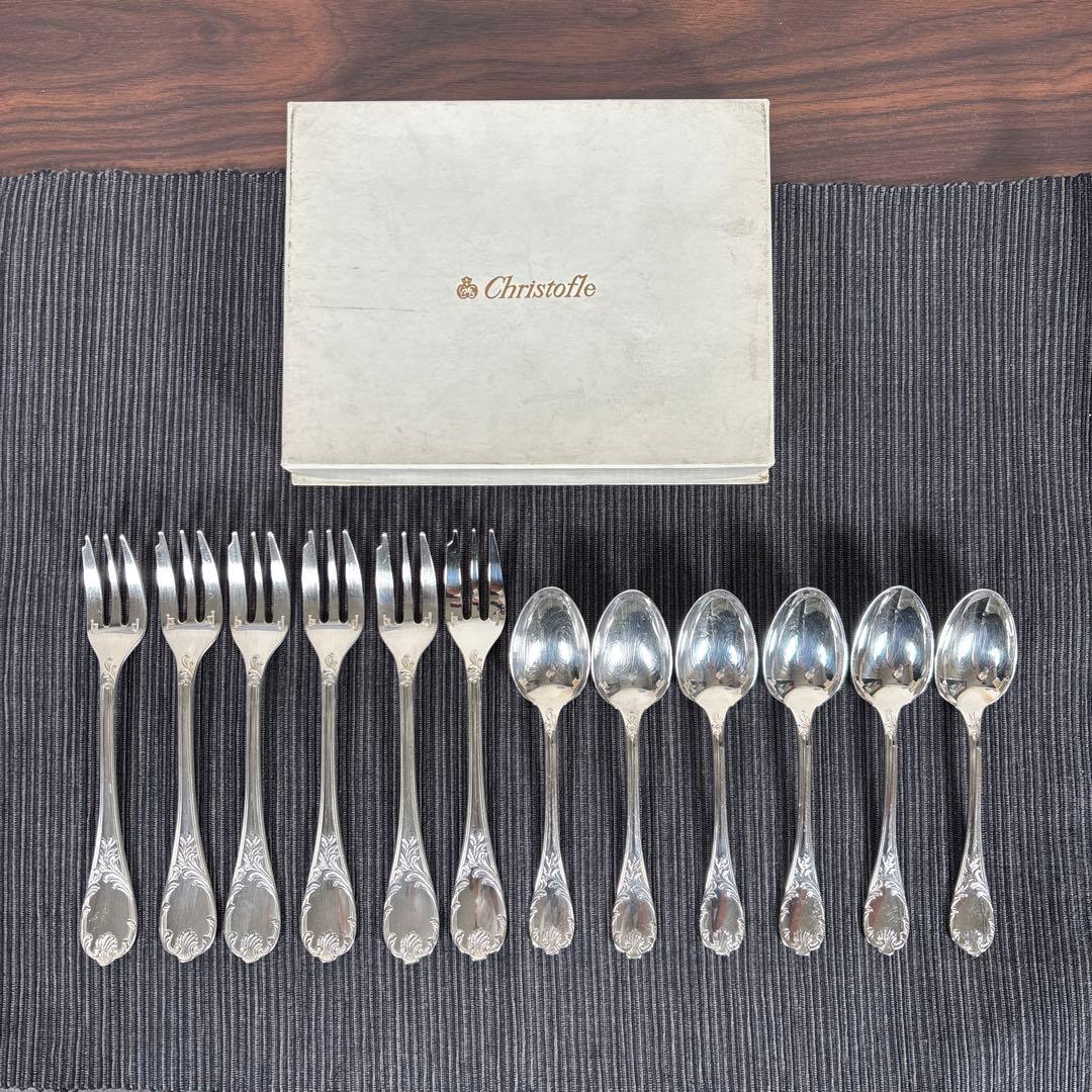 クリストフル マルリー シルバー ケーキフォーク+コーヒースプーン 12P