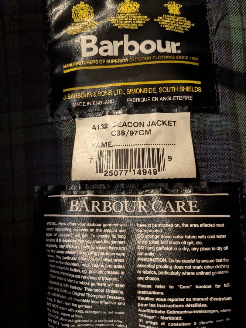 Barbour Beacon Jacket ブラック C38 A132