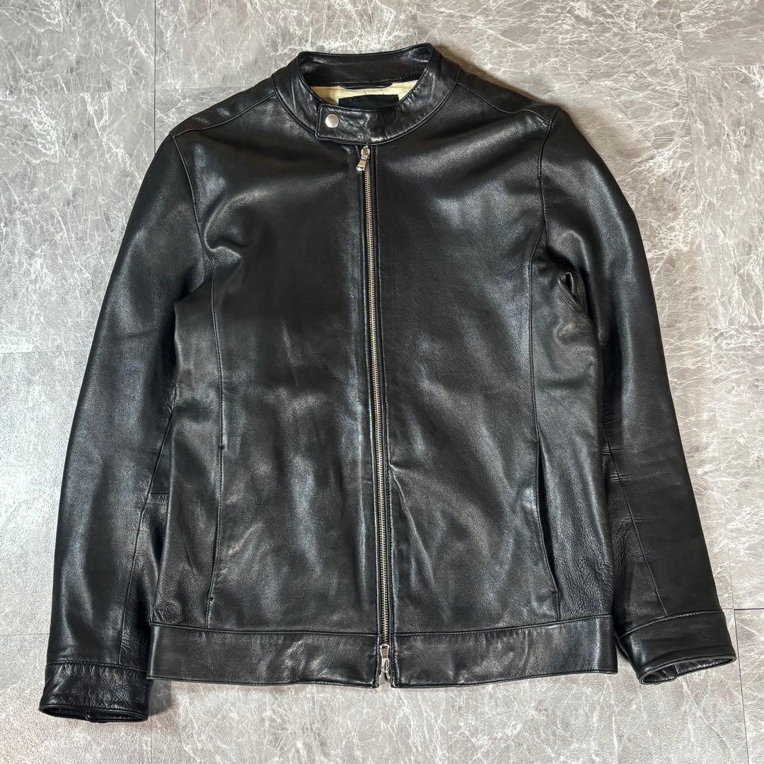 ✨美品✨ナノユニバース シングルライダースジャケット【L】羊革 シープスキン