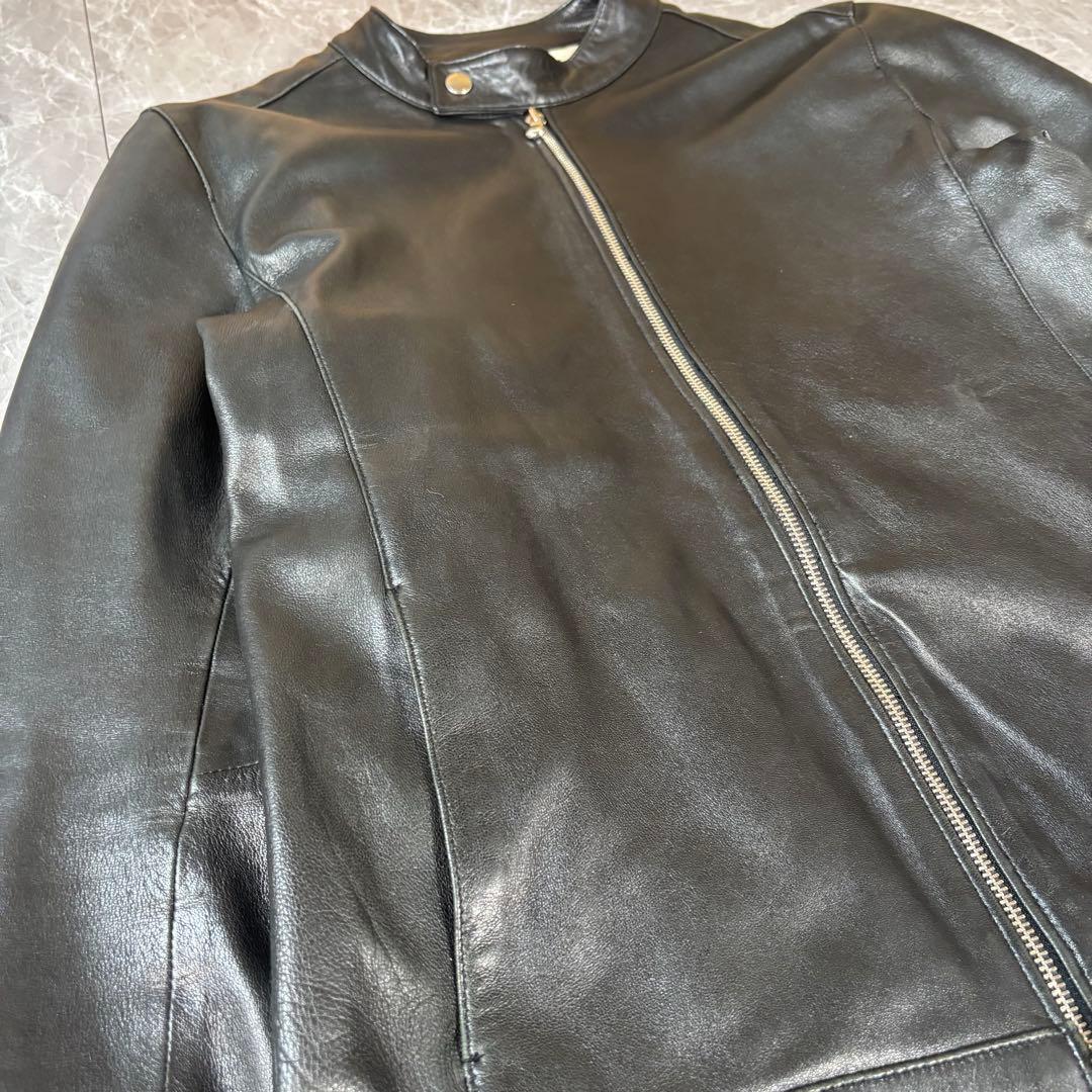 ✨美品✨ナノユニバース シングルライダースジャケット【L】羊革 シープスキン