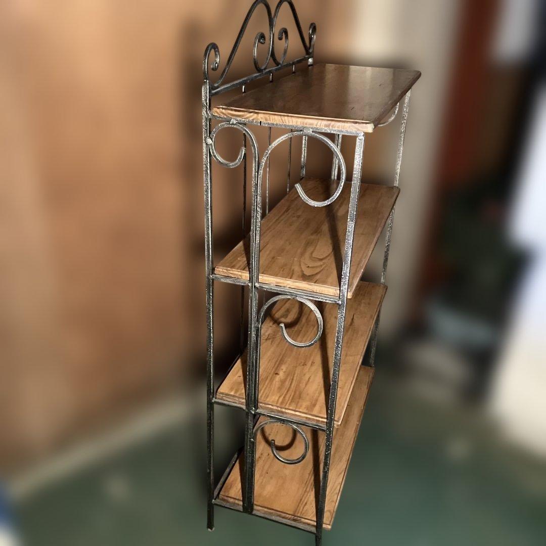 アンティーク調 アイアン4段シェルフ