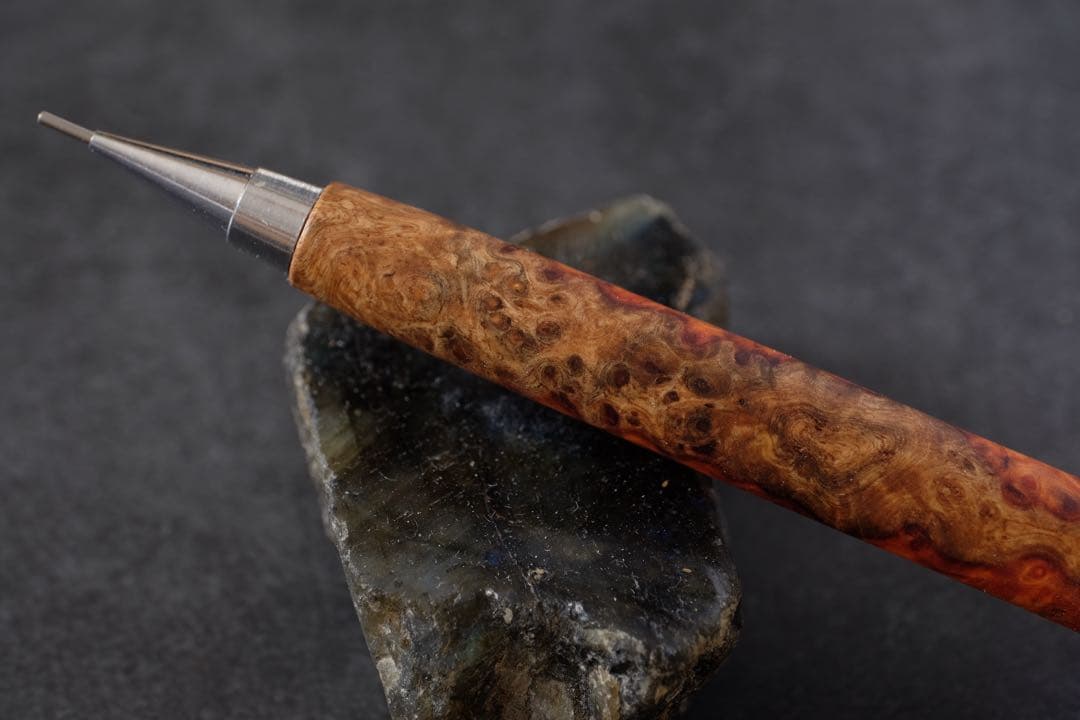 PG5木軸カスタム0216　高村杢工房 製図用シャープペンシル　花梨瘤　紅白