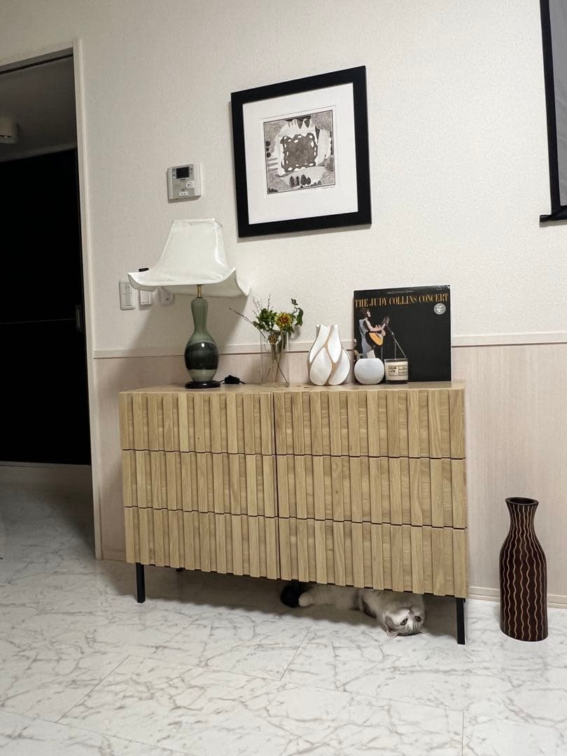 ナチュラルウッド ストライプキャビネット