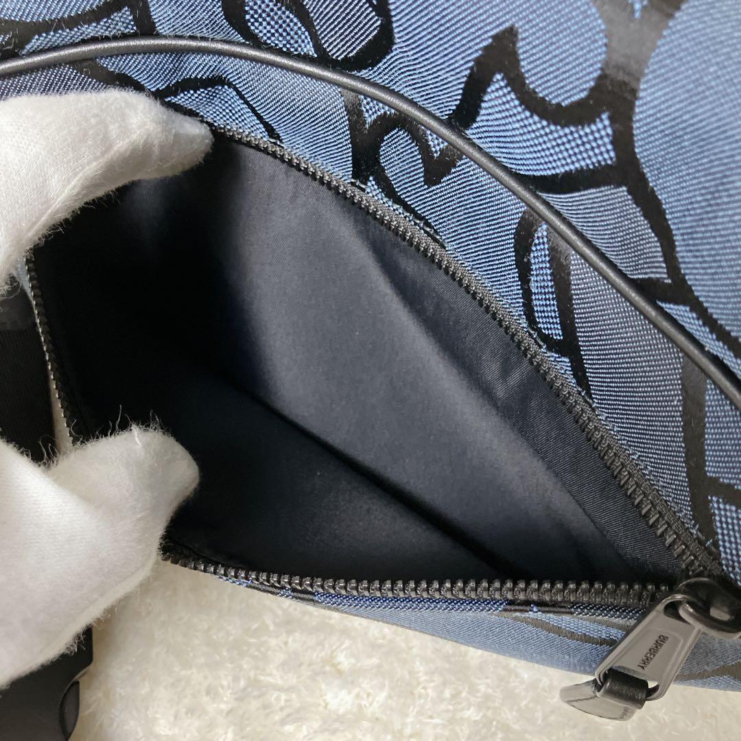 【美品】BURBERRY バーバリー TBロゴ ボディバッグ 総柄 ネイビー