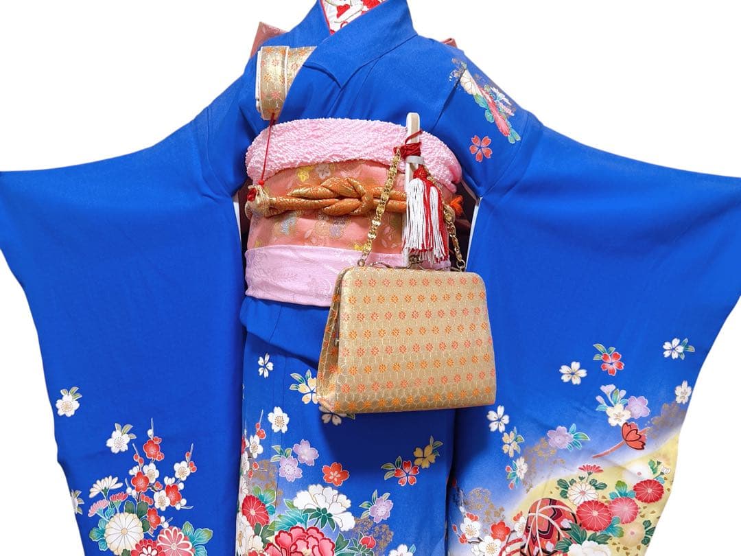 訳あり特価品♡正絹　七五三　7歳　フルセット　一式　青系　ピンク