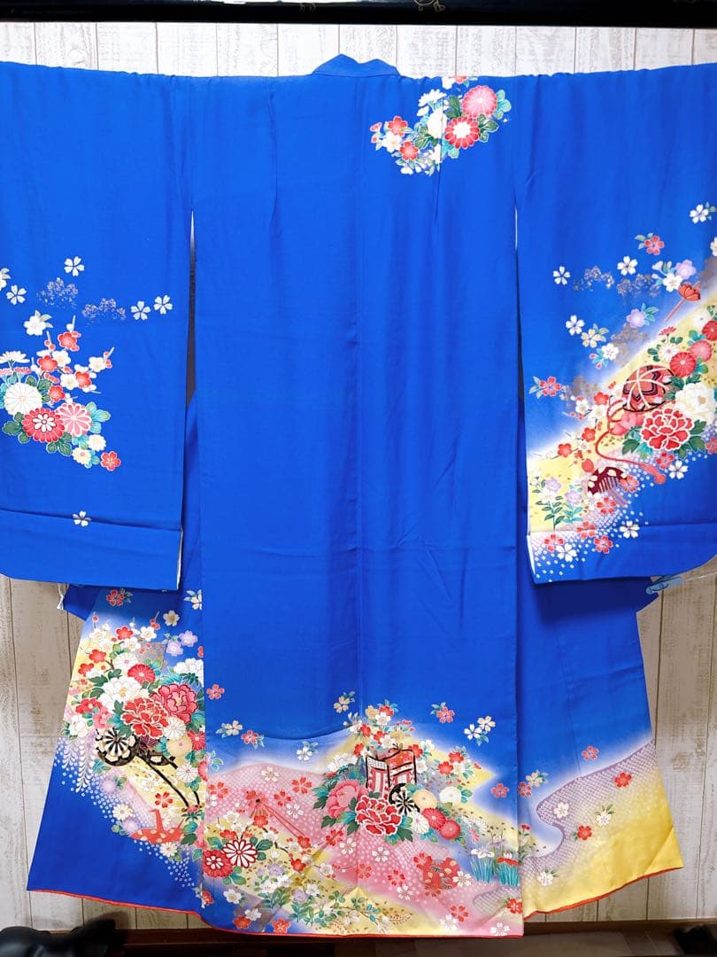 訳あり特価品♡正絹　七五三　7歳　フルセット　一式　青系　ピンク