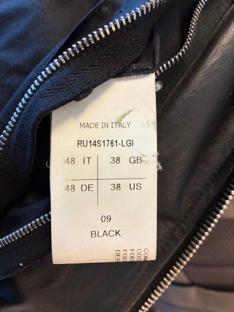 【Rick Owens】ブラックレザージャケット 48