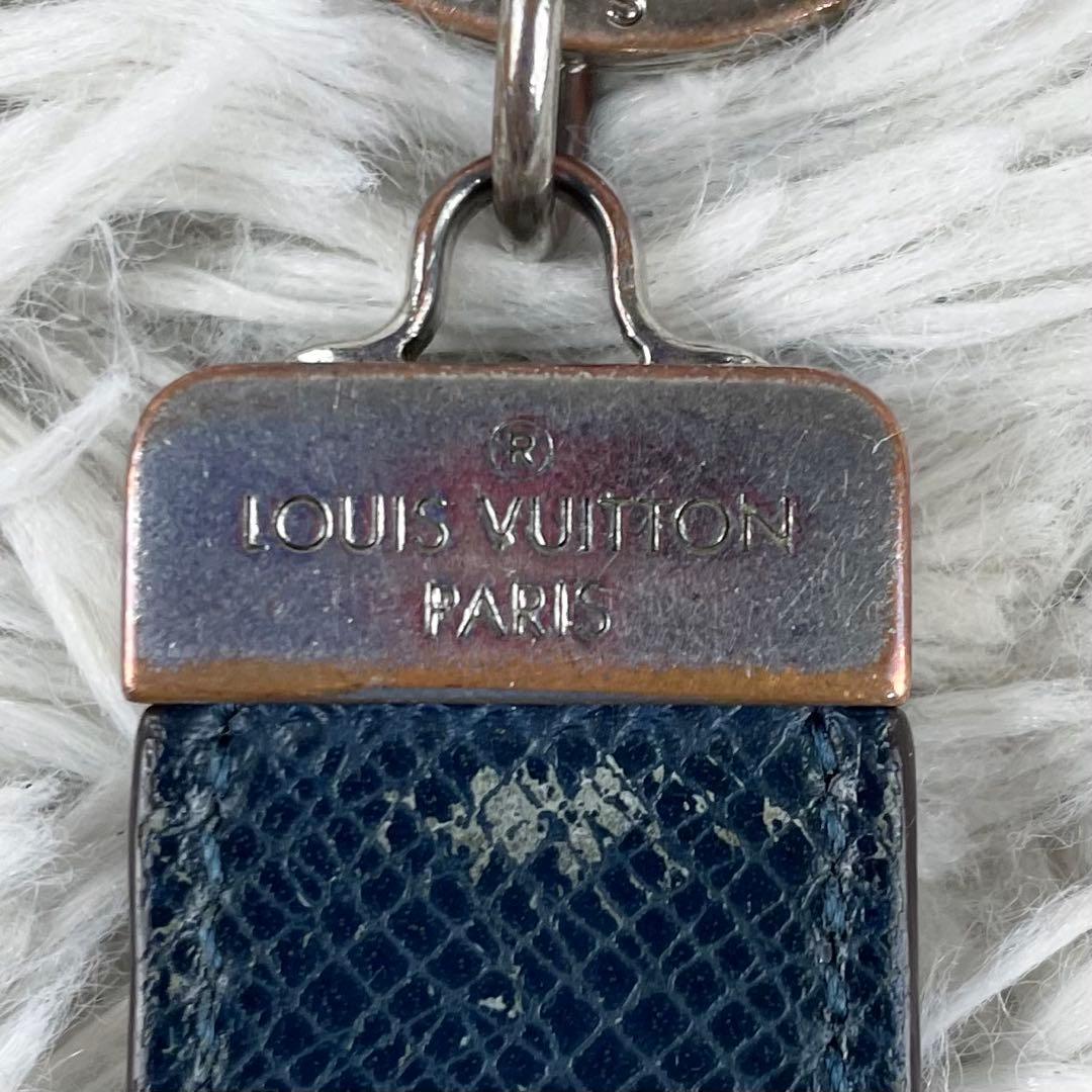 美品 ルイヴィトン レザー キーリング 型押し 刻印 シルバー金具 ブラック