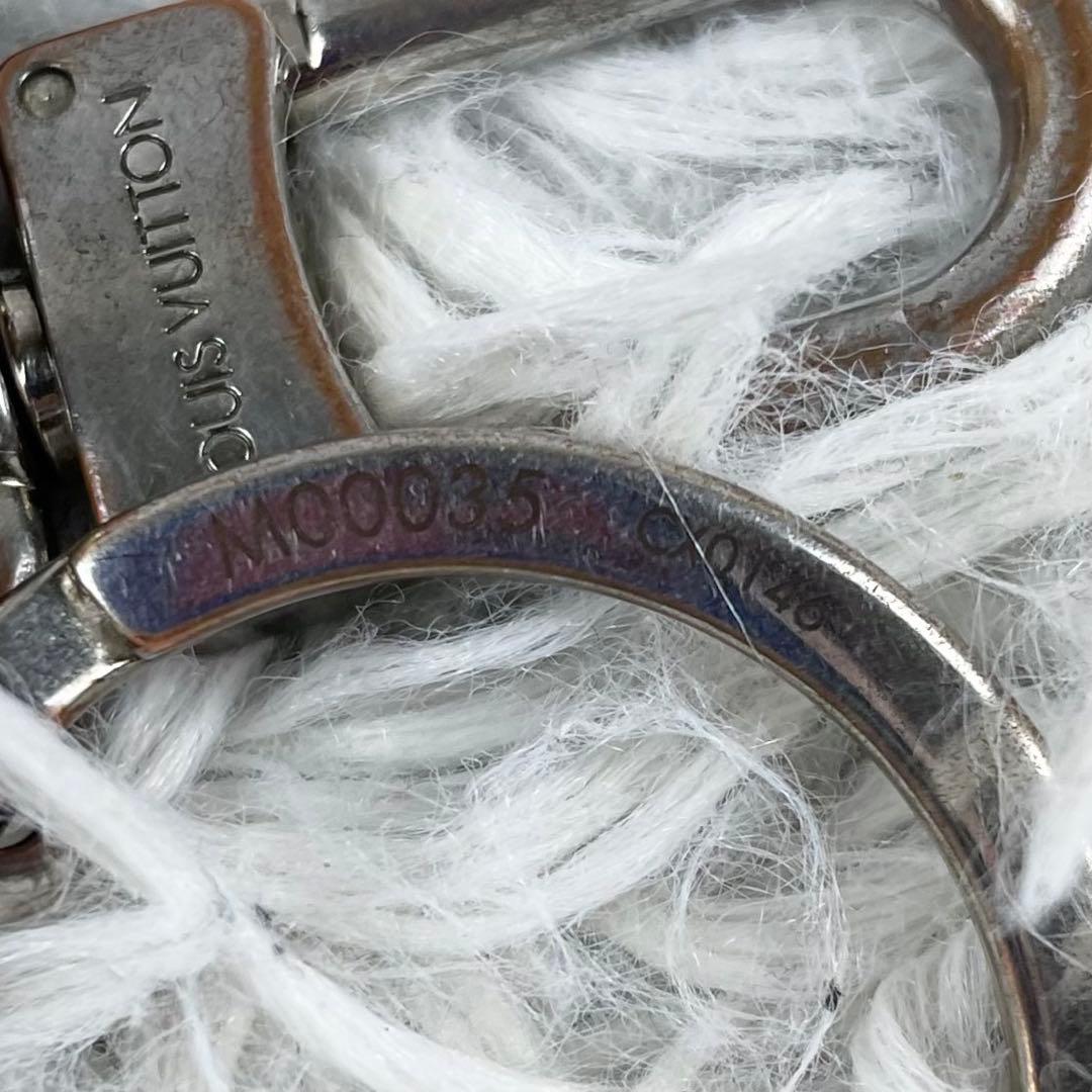 美品 ルイヴィトン レザー キーリング 型押し 刻印 シルバー金具 ブラック