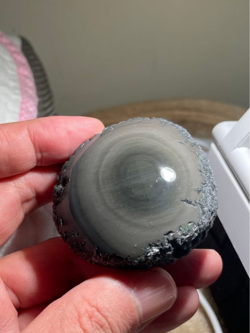 研磨品　十勝石玲瓏　淡イエロー、ピンク　レインボーオブシディアン