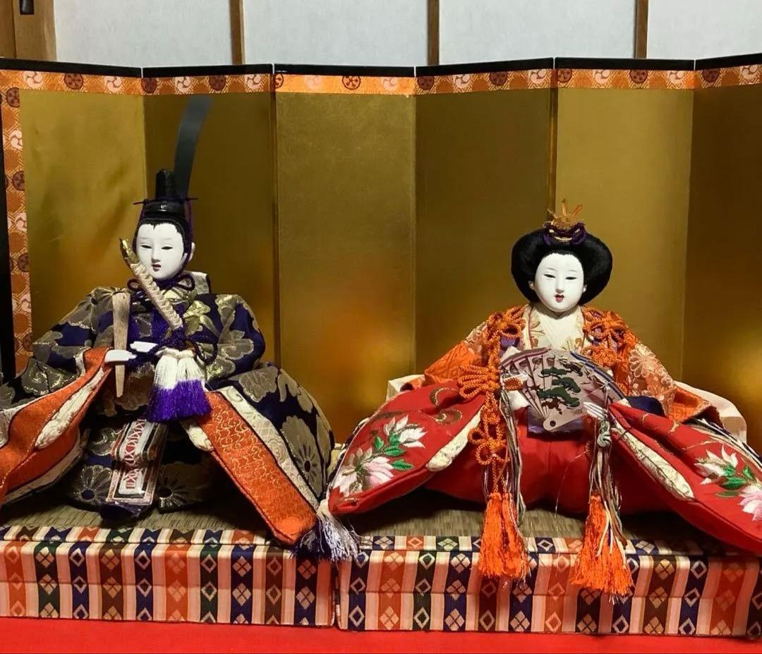 #親王飾り　●豪華衣装・良いお顔です。小道具あります、丁寧な作りです‼️−３３