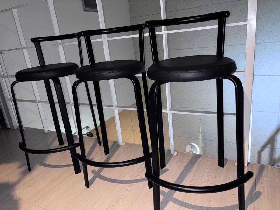 イトーキ　ITOKI ブラック アイアン　スツール 3脚 ハイチェア　IKEA