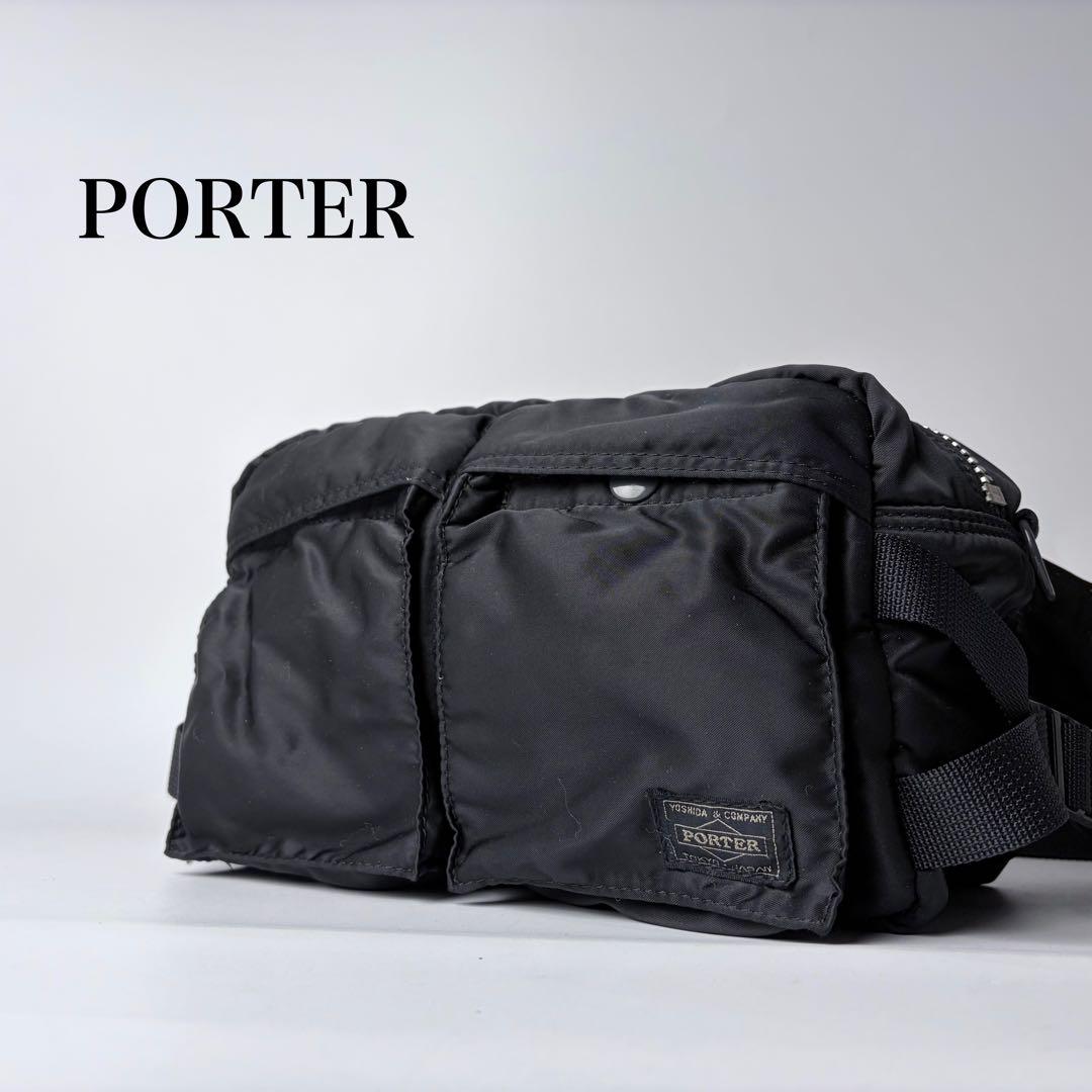 【美品】PORTERポーターTANKERタンカーウエストバック黒ユニセックス