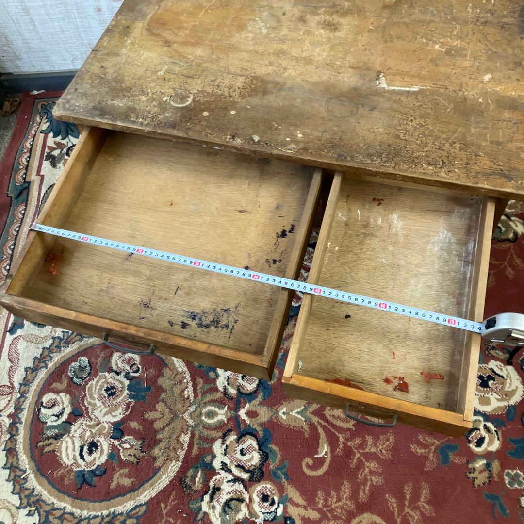 昭和レトロ 古家具 木製 片袖 書斎机 勉強机 文机 古道具古民家 ワークデスク