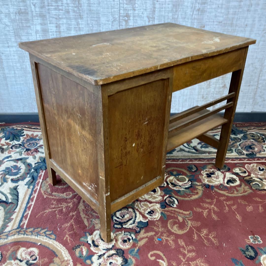 昭和レトロ 古家具 木製 片袖 書斎机 勉強机 文机 古道具古民家 ワークデスク