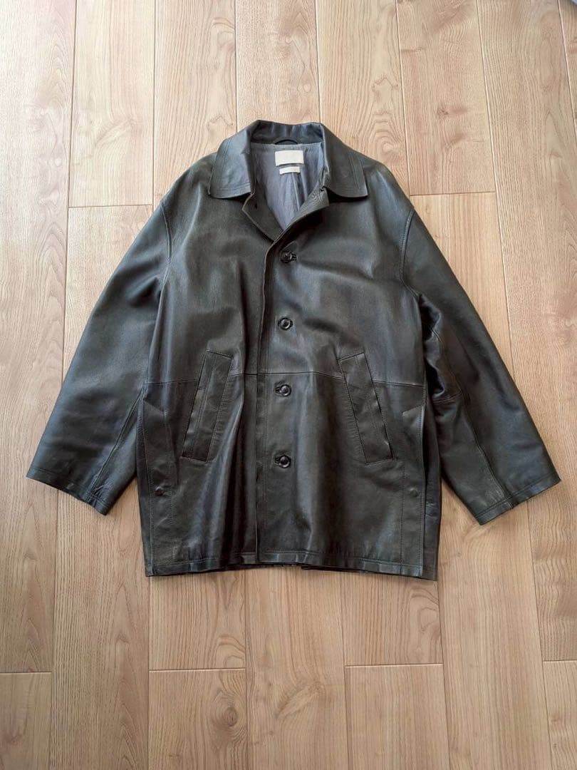 YOKE レザーカーコート ディープグリーン サイズ3