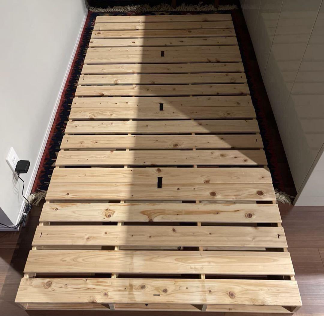 源ベッド国産ひのきパレットベッド　シングルサイズ（木製パレット4枚組）パレット