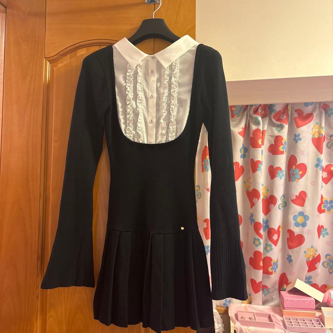 ワンピース andmary Lotta frill mini dress Black