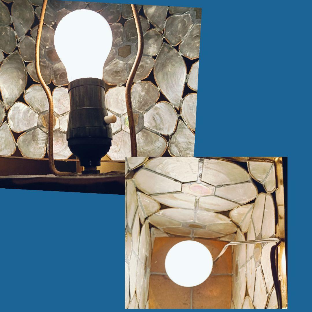 AF89 シェルランプ 花 螺鈿調 昭和レトロ アンティーク 高さ71cm