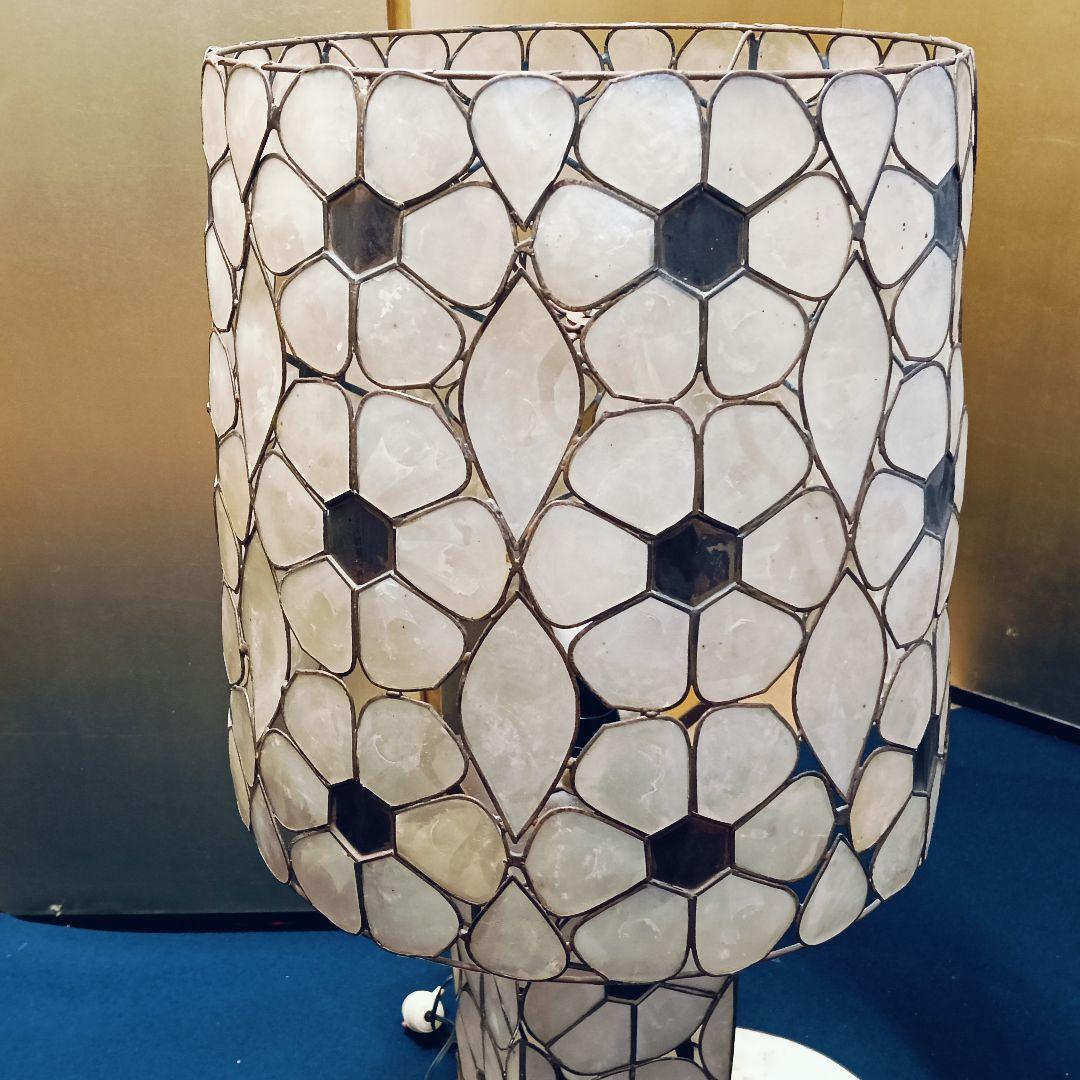 AF89 シェルランプ 花 螺鈿調 昭和レトロ アンティーク 高さ71cm