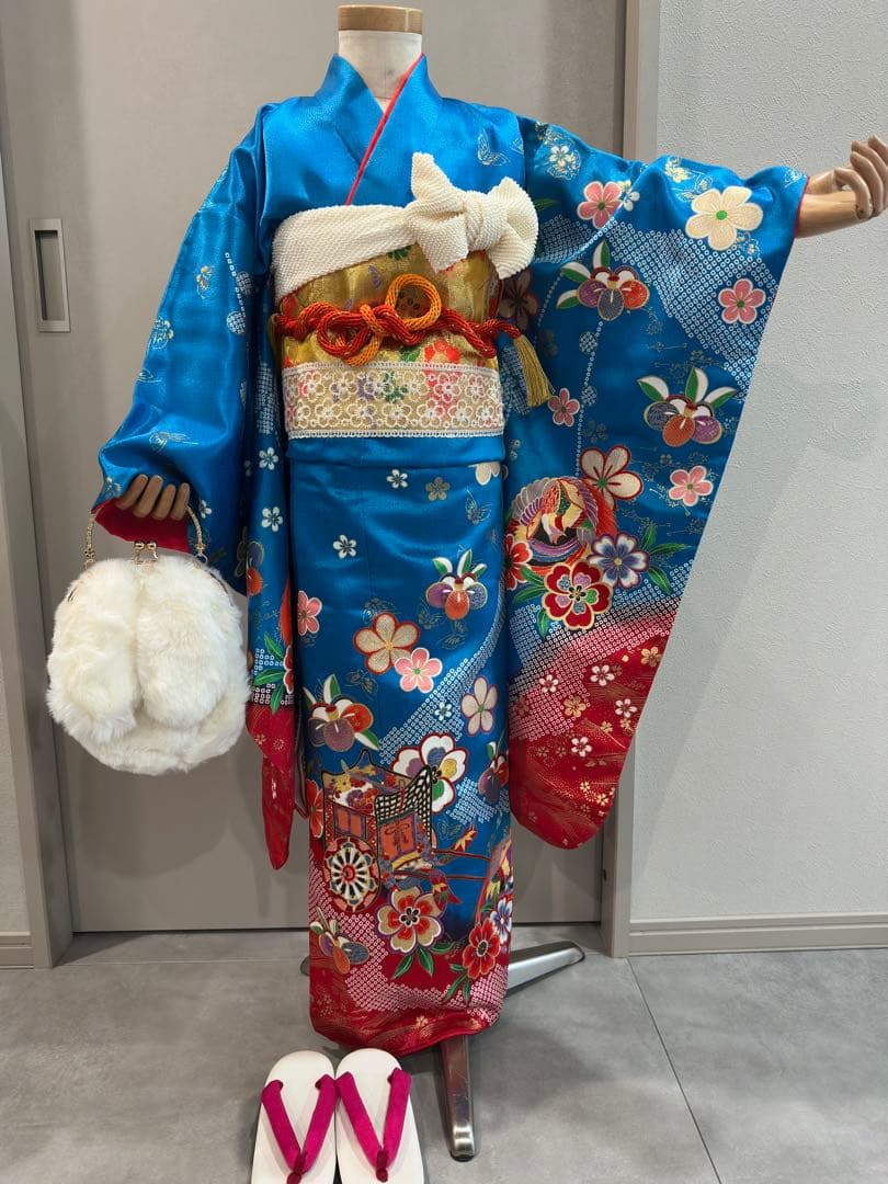 日本製　七五三　フルセット　ブルー　7歳着物