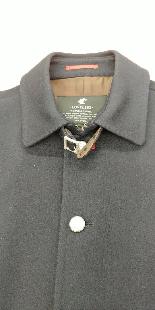 極美品 LOVELESS ラブレス ウール ステンカラー コート メンズ L 紺