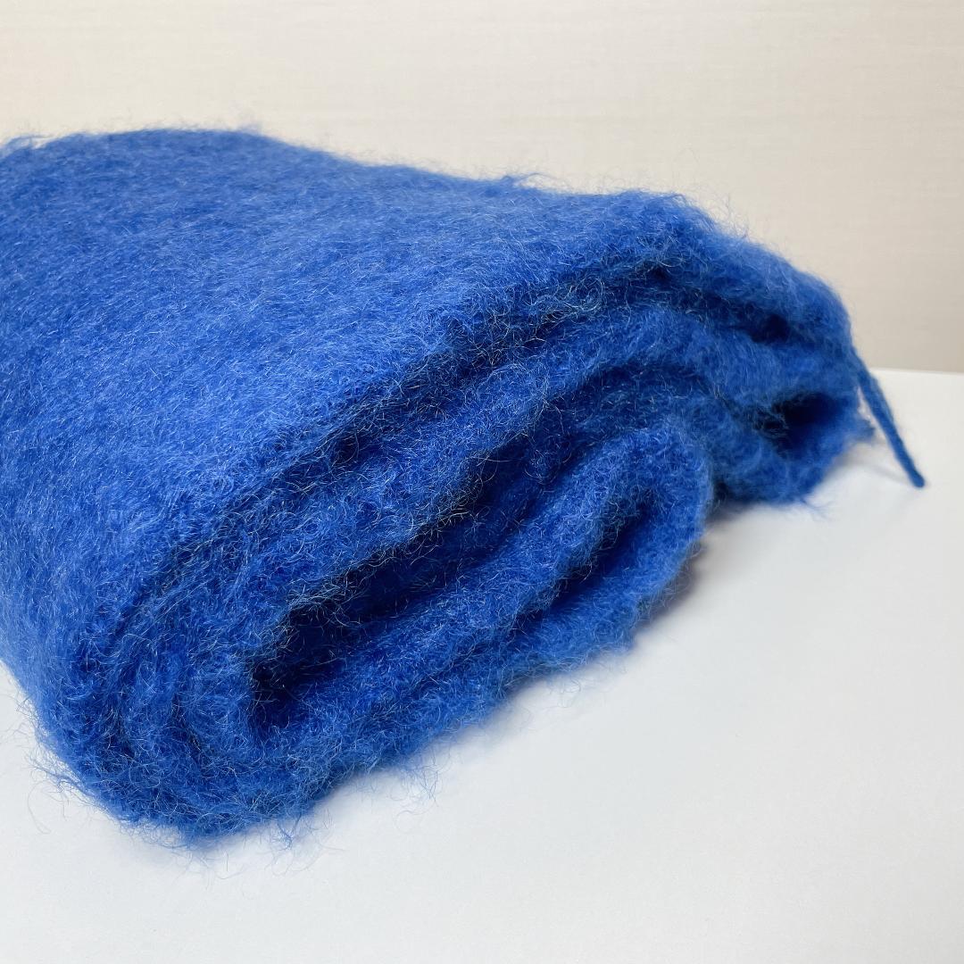 ふわもこあったか✨LOEWE ロエベ　アナグラム モヘア フリンジ マフラー　青