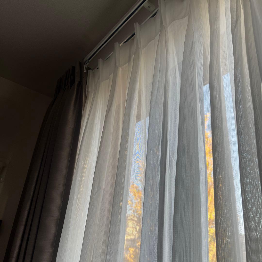 KEYUCA 196×194センチ ケユカ カーテンブラウン　タッセル付