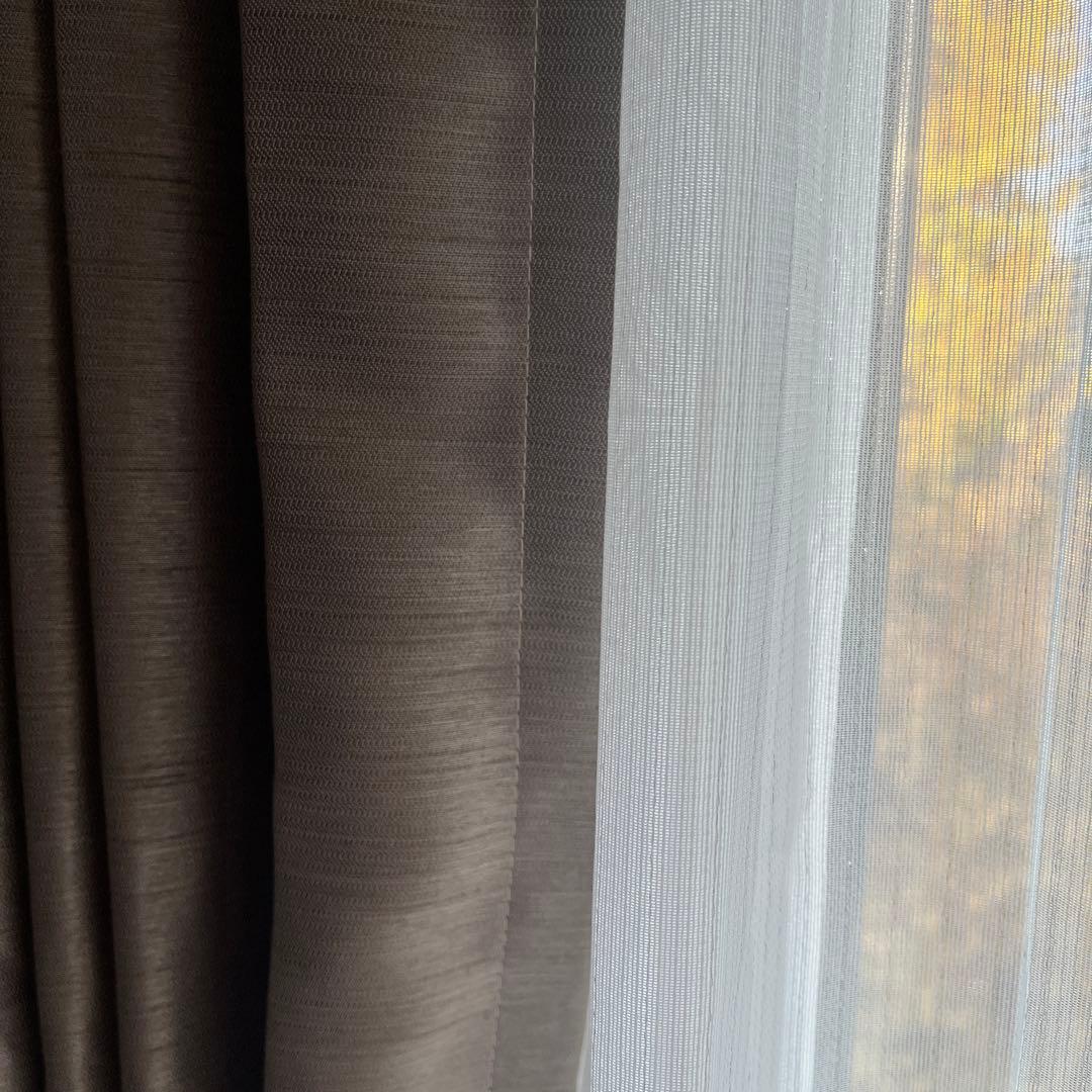 KEYUCA 196×194センチ ケユカ カーテンブラウン　タッセル付