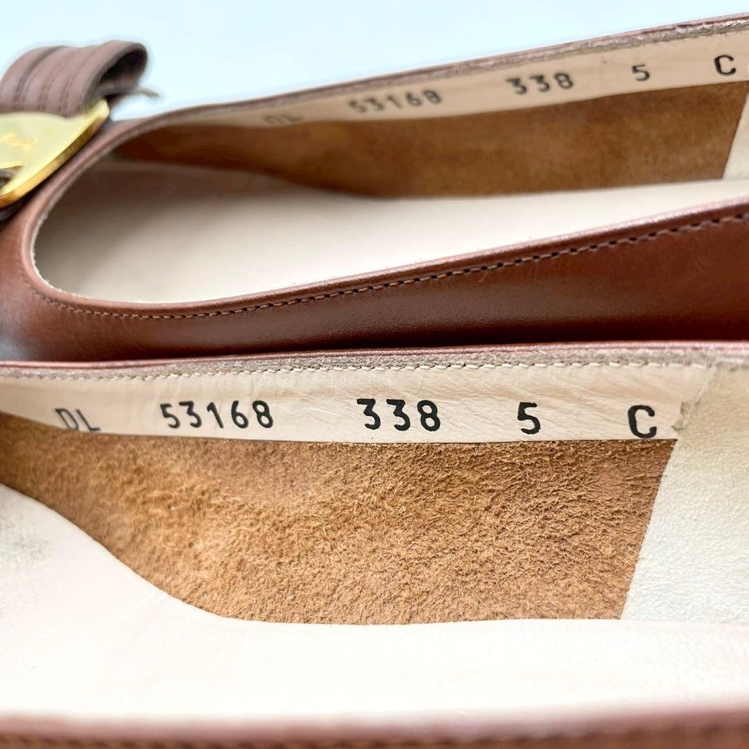 フェラガモ パンプス ヴァラリボン SEMPIONE 5C ブラウン Y1298