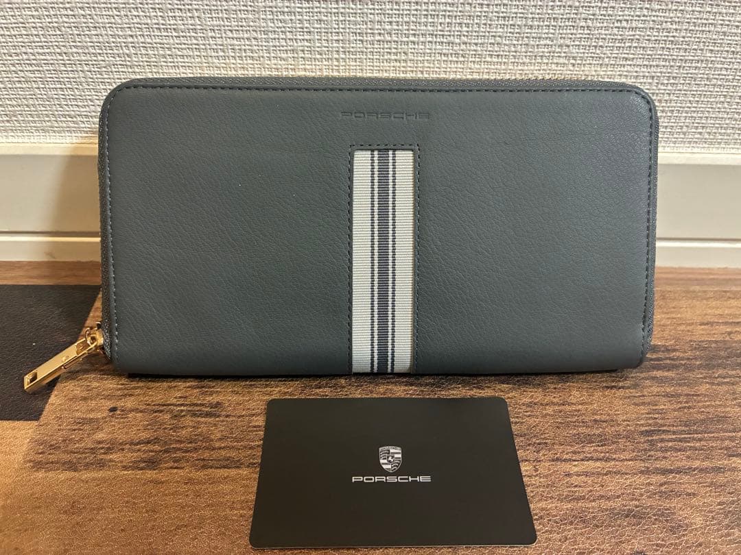 ★お取り置き★新品　PORSCHE 長財布　牛革　エンボス加工　ブルーグレー