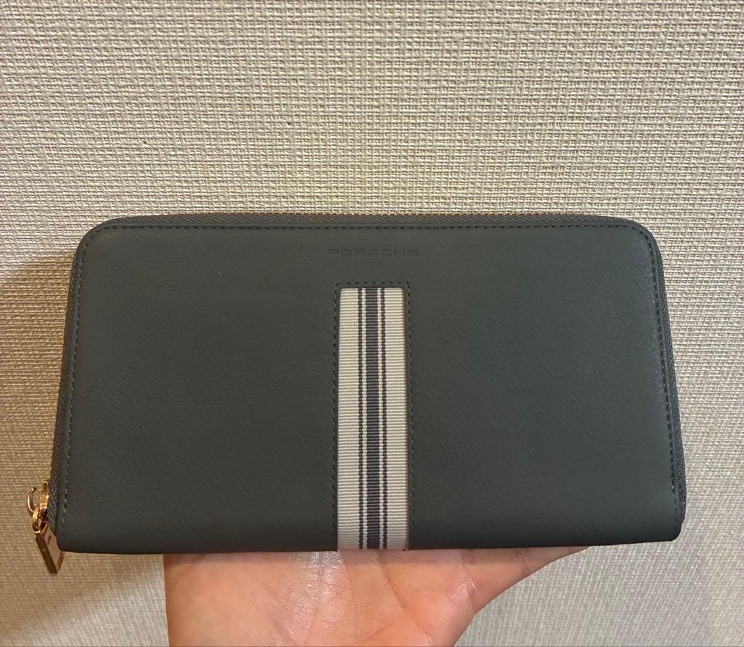 ★お取り置き★新品　PORSCHE 長財布　牛革　エンボス加工　ブルーグレー