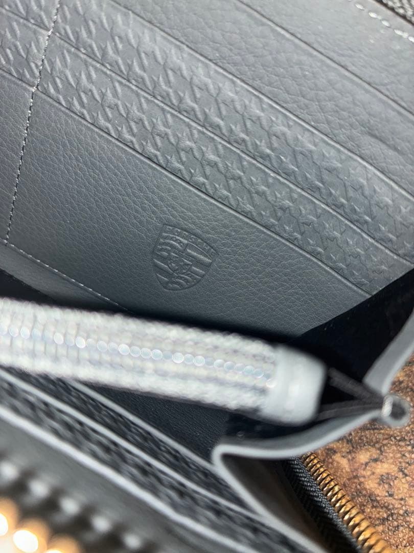 ★お取り置き★新品　PORSCHE 長財布　牛革　エンボス加工　ブルーグレー
