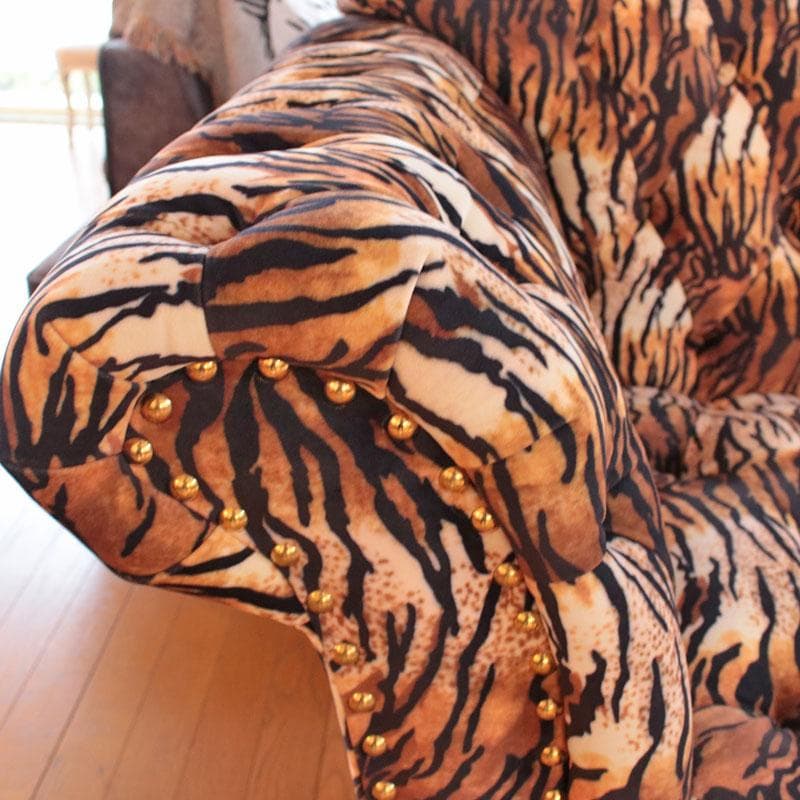 虎柄ソファ 幅210cm タイガー ラグジュアリー 丸脚 143-137-001